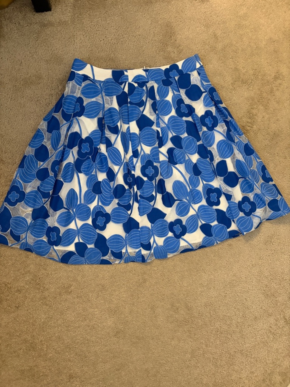 Talbots Blue and White Floral Circle Skirt